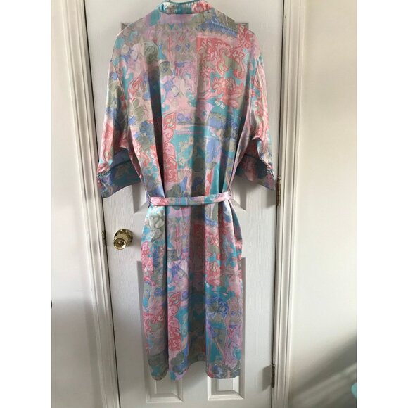 Vtg 1980's Mary McFadden Women's Lingerie Robe & Night Gown Set Abstract Pattern - Picture 3 of 10